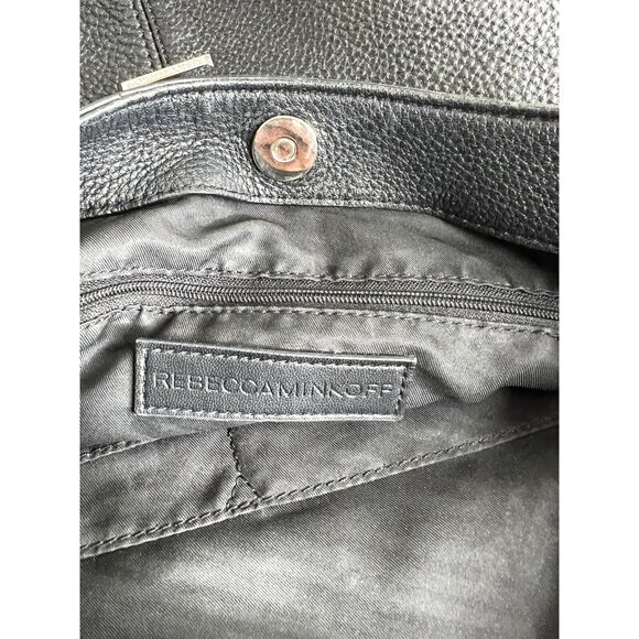 Rebecca Minkoff Black Pebble Leather Hobo Bag With Zipper Closure - Picture 6 of 10